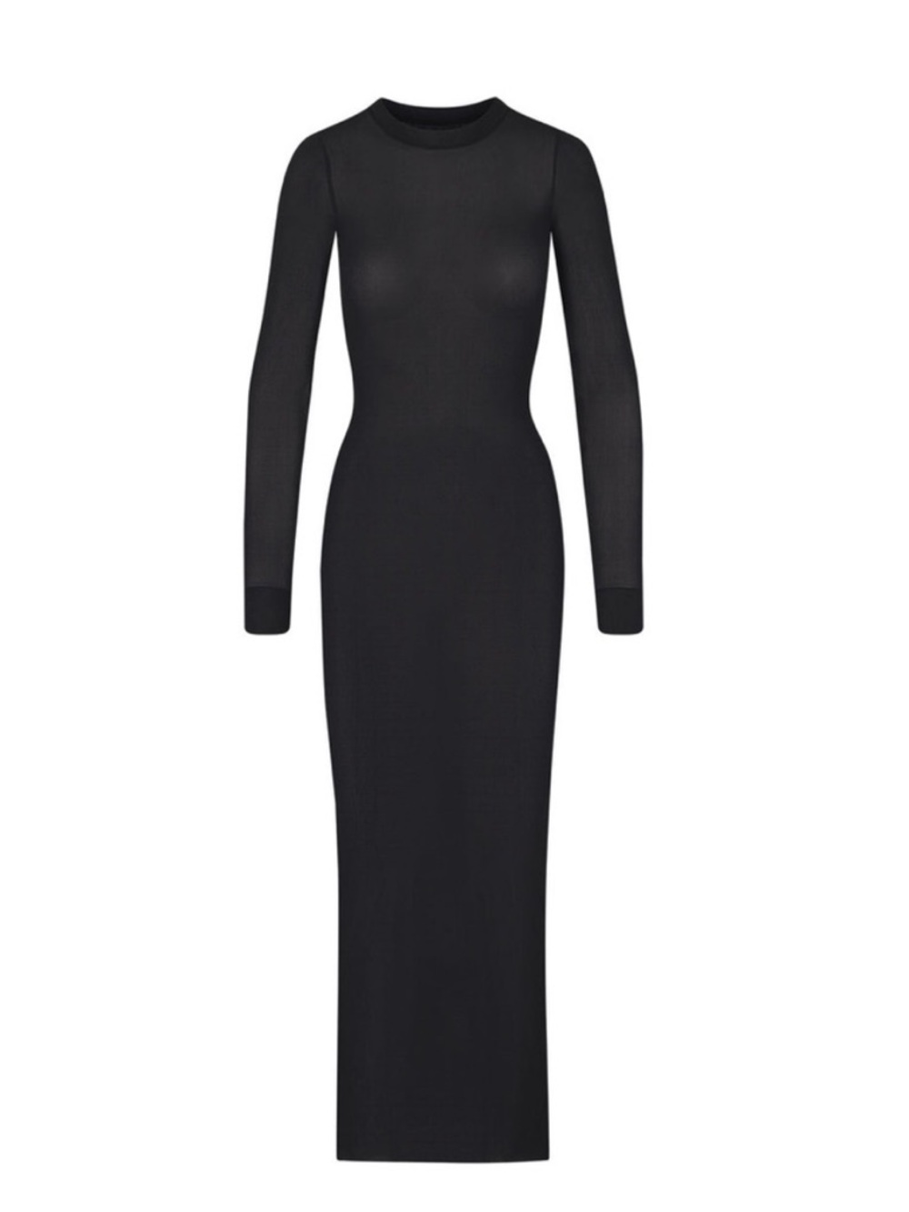 SKIMS Black Sheer Long-Sleeve Maxi Dress